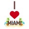 I love Miami. Travel. Palm, summer, lounge chair. Vector flat illustration.