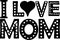 I love mom -  black inscription. Large bold letters with patterns.