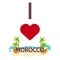 I love Morocco. Travel. Palm, summer, lounge chair. Vector flat illustration.