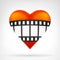 I love movies concept as fil strip on red heart icon design