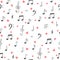 I love music. Music seamless pattern background. Hand drawn music notes and hearts