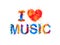 I love music. Vector inscription