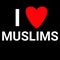 I love muslims text isolated on black background.