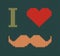 I Love Mustache Knitted Illustration