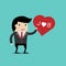 i love my job for investment concept,cartoon businessman with Heart in his hand to show love my job . car