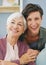 I love my mother. Cropped portrait of an attractive young woman hugging her happy senior mother while at home.