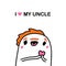 I love my uncle hand drawn vector illustration in cartoon comic style man red haired holding heart symbol