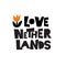 I love Netherlands. Illustration of tulip. Inscription, phrase for t shirt, souveniers. Isolated on white. Vector design