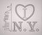 I love New York skyline and landmarks silhouette, black and white design, vector illustration.