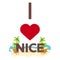 I love Nice. Travel. Palm, summer, lounge chair. Vector flat illustration.