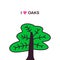 I love oaks hand drawn vector illustration in cartoon comic style big tree growing