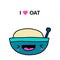 I love oat hand drawn vector illustration in cartoon comic style bowl smiling expressive