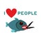 I love people. predator fish eats man. Wild sea Shark and male.