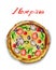 I love pizza Vector watercolor. Template icon poster. delicious foods