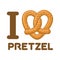 I Love pretzel. snack heart. Food lover sign. Traditional German