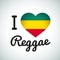 I love Reggae Heart illustration, Jamaican music