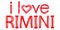 I Love Rimini - Isolate doodle lettering inscription from red curved lines like from a felt-tip pen, pensil. For banner, poster