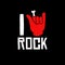 I love rock. Rock gesture as love to rock music symbol. Label or emblem or poster or t-shirt design