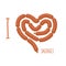 I love sausage. Sausages forming a heart. Delicacy for lovers of