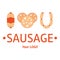 I love sausage vector stock illustration on white background isolated