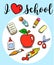 I love school poster with stationary elements