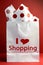 I love Shopping concept - red polka dot vertical.