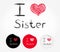 I love sister illustration of heart and stickers