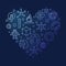 I Love STEAM heart shaped blue modern outline banner - Science concept creative illustration