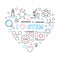 I Love STEM Heart vector outline illustration