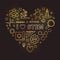 I Love STEM vector golden outline heart illustration