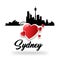 I love Sydney, Australia, Greeting card for graphic design, website, banner.