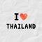 I love Thailand with red watercolor heart on crinkle paper