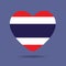 I love Thailand, Thailand flag heart vector illustration isolated on white background