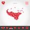 I Love Tonga. Red Hearts Pattern Vector Map of Tonga. Love Icon Set