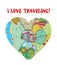 I love travel funny card with map