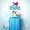 I love travel vector banner design. I love travel text and world famous landmarks and destination