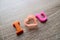 `i love u` word Close-up shot selective focus colorful, magnetic letters with romantic question for Valentine`s Day