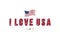 I love USA. Patriotic font lettering in American style with country flag for prints on clothes and souvenirs. Flat