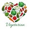 I love vegetarian heart shape emblem