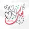 I love you. Arabic calligraphy. Translation from Arabic - I love you. Beautiful hearts set, love symbol. Islam muslim style vecto