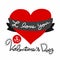 I love you be mine Valentine`s Day with red heart illustration