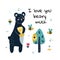 I love you beary much print with a cute bear. Funny card
