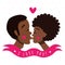 I love you card with kissing couple (african americans)