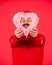 I love you. Cold Days. Warm Hearts. Welcome Christmas into your heart. Handsome man love winter holidays red background