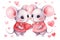 I love you. Cute Valentines Day greeting card with cartoon mice. Generative AI