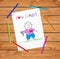 I Love You Dad Baby Drawing, Dad Hold Flower Card