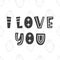I love you. Hand written lettering on penguins pattern background