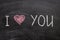 I Love You. Handwriting on a chalkboard. Valentine`s day message