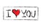 I love you, handwritten abbreviated text with heart shape vector illustration can be use for banner, t-shirt, clothes, postcard