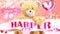 I love you Harper - cute and sweet teddy bear on a wedding, Valentine`s or just to say I love you pink celebration card, joyful,